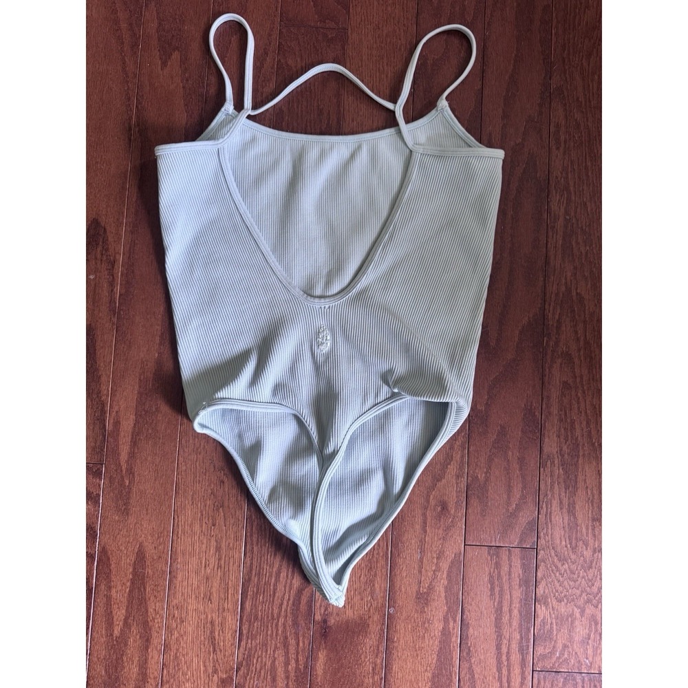 Free People Movement Ribbed Bodysuit Women's M/L Seafoam Green Scoop Back - Picture 3 of 6